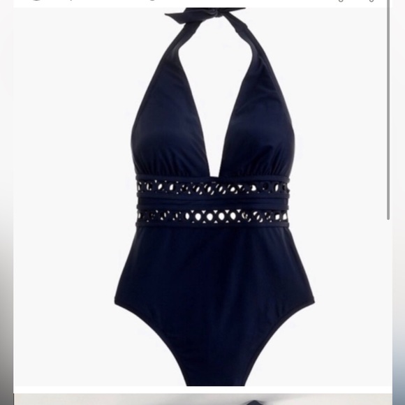 J. Crew Swim Jcrew One Piece Swimsuit Bathing Suit 8 Navy Cutout